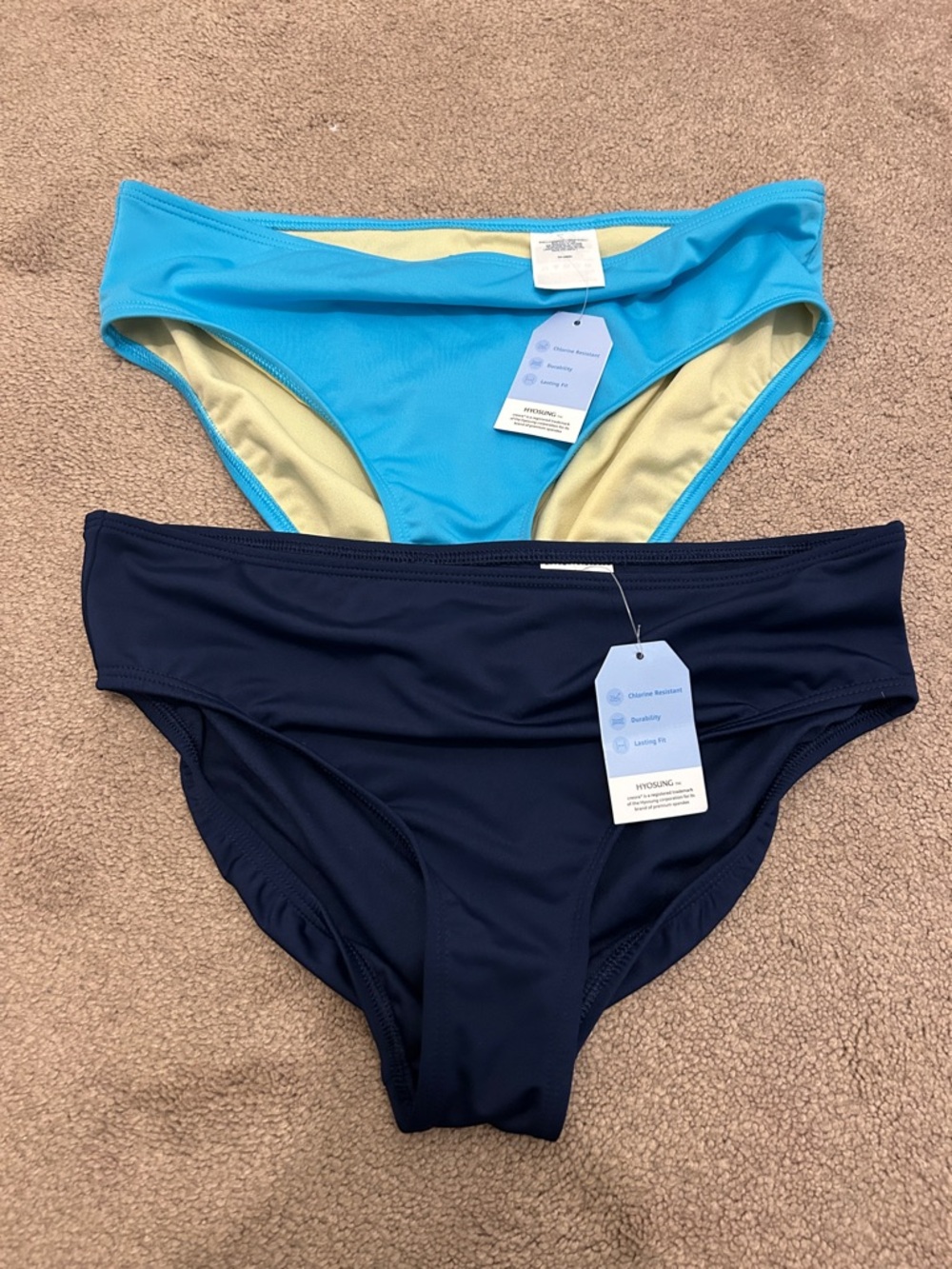 NWT Lands’ End Girls Swim Suit Bottoms in Navy Blue and Light Blue